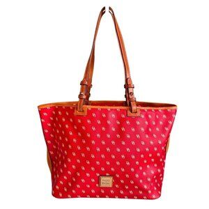 Dooney & Bourke Red Monogrammed Leisure Shopper Tote NWT